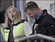 Surprised looking woman Exeter bus station  DSC01485.JPG