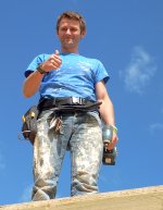 Patrick on shed roof TZ7 1020323.JPG