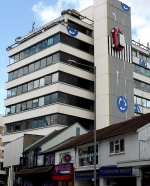 Mini car on side of building Swindon TZ40 1000010.jpg