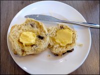 Fruit scone and butter on plate TZ70 P1030442.JPG