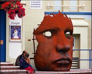 Giant head outside theatre Kent Nikon F 15.jpg