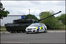 Tank and police car Yorkshire Air Museum DSC02609.JPG