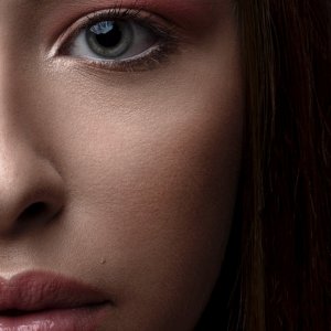 Closeup detail of model face