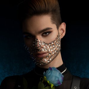 Closeup of male model face mask